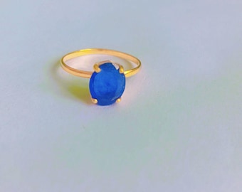 Handmade 14k Yellow Gold Tanzanite Ring: Stackable Gemstone Ring