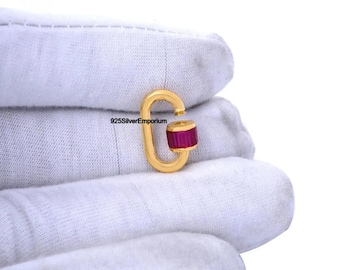 14k Gold Carabiner Lock with Ruby Baguettes