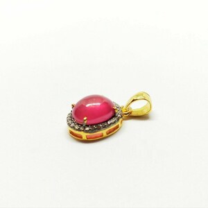 Ruby Gemstone Pendant Pave Diamond Pendant 925 Sterling Silver Pendant Handmade Jewelry Charm Pendant Silver Charm Pendant Gold Plated Charm