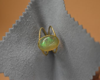 Natural Opal Gemstone Ring: 14k Gold Stackable Designer Ring duty/Tariff free