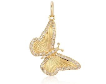 Sterling Silver Diamond Diamond Butterfly Pendant Necklace duty/Tariff free
