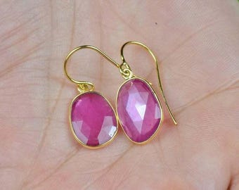 Handmade Ruby Sterling Silver Earrings, July Birthstone