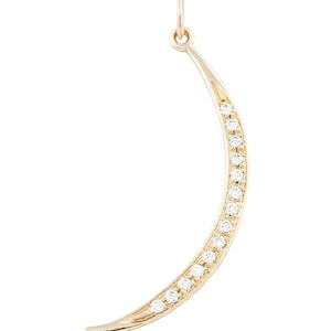 Solid 14k Yellow Gold Pendant Half Moon Pendant Diamond Charm Handmade Designer Pendant Gold Moissanite Pendant Gold Moon Pendant Jewelry