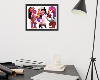Framed Artwork on Paper: Picasso-Inspired Piece, High-Quality Poster with Glossy and Matte Finish
