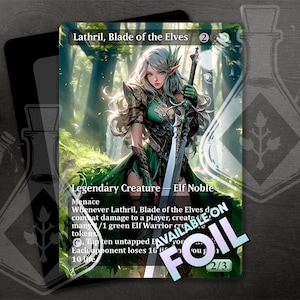 Lathril, Blade of the Elves - Increíble arte alternativo personalizado completo - Hermosa reina elfa guerrera en el bosque anime waifu