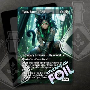 Ygra, mangeuse de tout - Art personnalisé complet alternatif magnifique - Un félin gracieux qui dévore tout - Anime Waifu