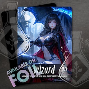 Wizard TOKEN 0/1  - Full Custom Art - Anime Waifu token - Ethereal Enchantress Guides Her Familiar Through Shadows