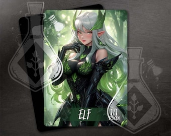 ELF Token for TCG - Full Custom Art - Gorgeous white hair elf warrior 1/1 token