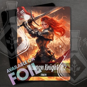 Human Knight  TOKEN 2/2 - Full Custom Art - Red - Anime Waifu - Radiant Knight: Beauty and Strength Combined