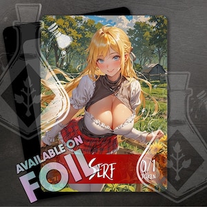 SERF TOKEN - oeuvre d'art entièrement personnalisée - ailes - Anime Waifu - travailleur gracieux : beauté simple, dévouement sans fin