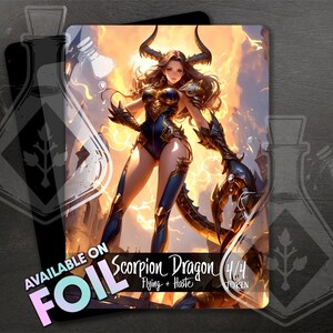 Drago Scorpione - Volare + Fretta - Gettone per TCG - Arte completamente personalizzata - Bestia ammaliante: Splendido abbraccio tossico del drago - Anime waifu