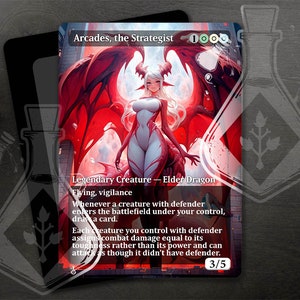 Arcades, de strateeg - prachtige alternatieve volledige aangepaste kunst - witte en rode draak generaal - anime waifu