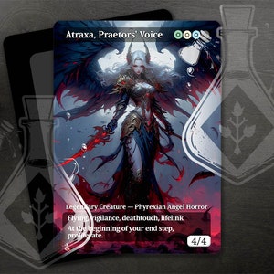 Atraxa, Praetors' Voice - Arte alternativa completa personalizada incrível - Majestic Nightmare: Angel Cloaked in Fear - Waifu