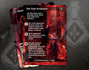 Sheoldred // The True Scriptures - SAGA - Double sided - Amazing Alternate Full Custom Art - Waifu Anime Red Demon goddess