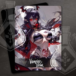 Vampire Lifelink-token voor TCG - Full Custom Art - Rood - Prachtige anime vamp rode ogen