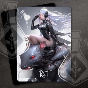 Token RAT para TCG - Arte personalizada completa - Token de rato waifu fofo - Cyberpunk Rat Raider