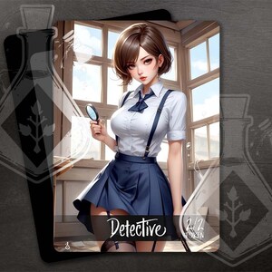 Detektiv Token für TKG - Full Custom Art - Anime Waifu - Hypnotisierender Detektiv Löst das Rätsel