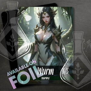 WURM with Trample TOKEN 5/5 - Gorgeous Full Custom Art - Anime Waifu - Gorgeous Wurm Monster: Majestic Power Unleashed