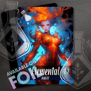 Elemental with Haste TOKEN 1/1 - Wunderschöne Full Custom Art - Anime Waifu - Corching Elemental Träger der Wilden Flammen