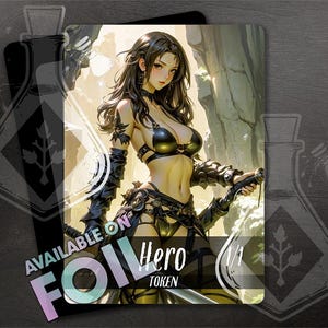 HERO TOKEN 1/1  - Full Custom Art - Anime Waifu token - Fearless Blade Maiden Stalks the Sunlit Ravine