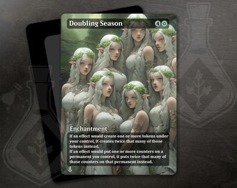 Doubling Season - Gorgeous Alternate Full Custom Art - green elves