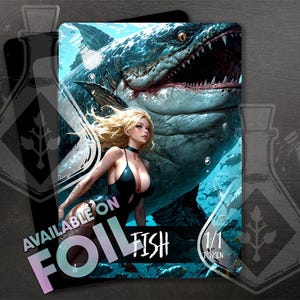FISH TOKEN - 1/1 - Full Custom Art - Anime Waifu token - Elegant Aquatic Gems: Shimmering Sea Wonders