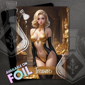 TREASURE Token - Full Custom Art für MTG Token - Gold - Anime waifu - Majestätische Herrin des Schatzraums