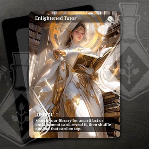 Tutor iluminado - Magnífico arte personalizado completo alternativo - Biblioteca dorada, El mago dorado waifu