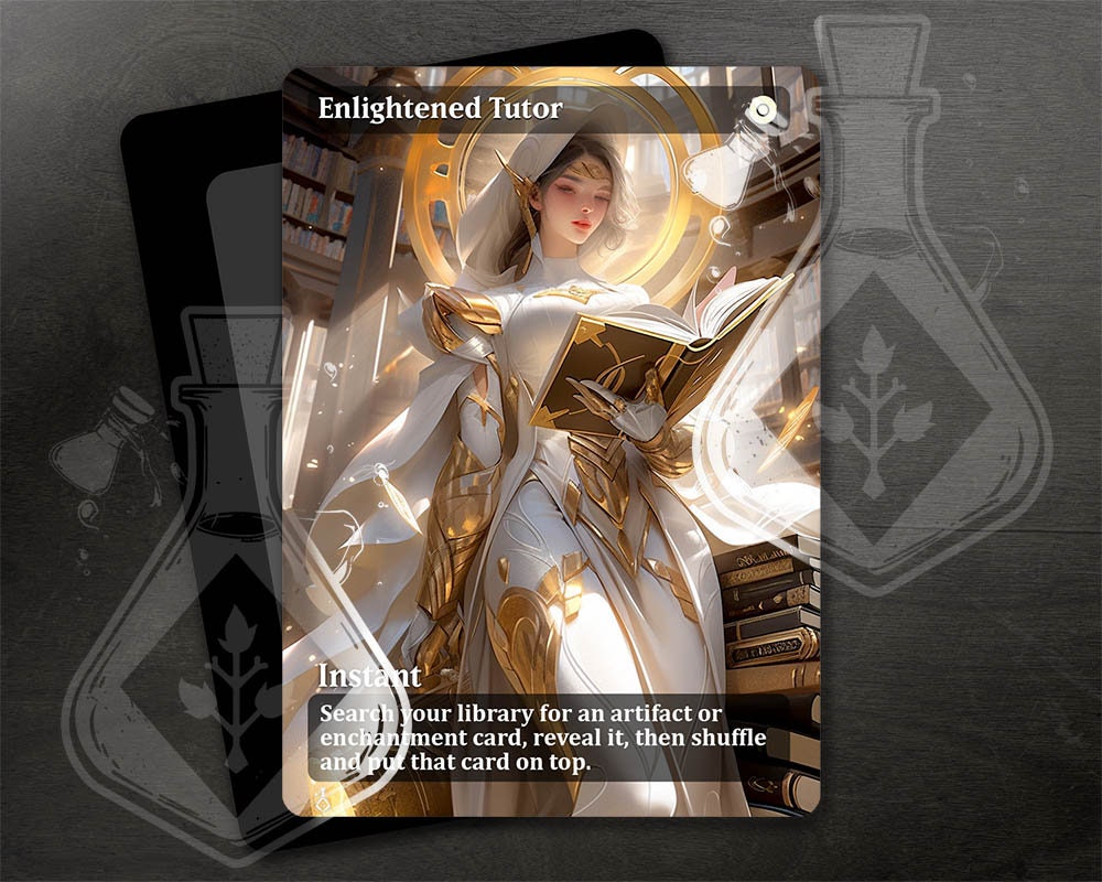 Enlightened Tutor - Gorgeous Alternate Full Custom Art - Golden Library, the Gold Mage Waifu - Etsy Enlightened Tutor - Gorgeous Alternate Full Custom Art - Golden Library, the Gold Mage Waifu - Etsy