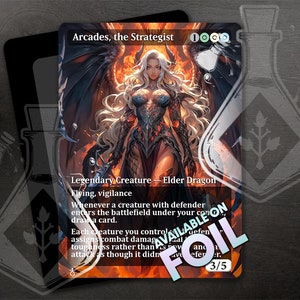 Arcades, the Strategist - Magnífico arte personalizado completo alternativo - Potente dragón anciano con espada y hermoso cabello - Anime waifu