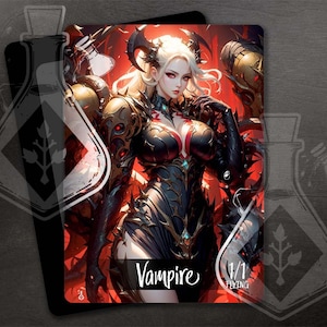 VAMPIR Token für TKG - Full Custom Art - Waifu Anime Gorgeus General Vampir in Rüstung