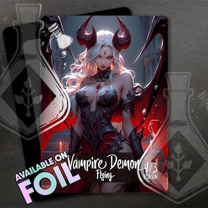 Ficha de demonio vampiro para TCG - Arte personalizado completo - Waifu Anime Gorgeus Demonic Queen