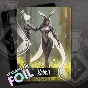 RABBIT TOKEN - Full Custom Art - Anime Waifu Token - Defender Bunny Knight, Beschützer der Ebenen
