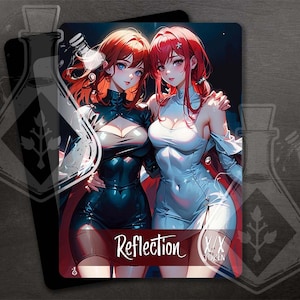 Reflection Token for TCG - Full Custom Art - Red - Gorgeous redheads, black and white