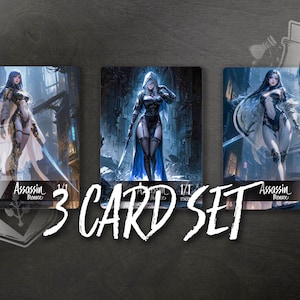 Juego de 3 fichas de ASESINO para TCG, diseño totalmente personalizado, colección de asesinos encantadora: lista para la precisión, waifus