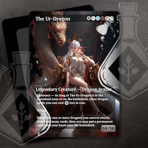 The Ur-Dragon - Gorgeous Alternate Full Custom Art - Gold and Silver - Dragon queen on her throne