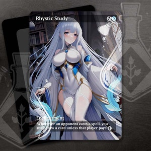 Estudio Rhystic - Magnífico arte alternativo completo personalizado - Versión Waifu, mago de la biblioteca