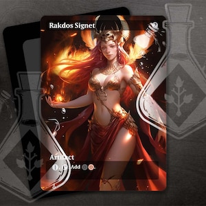Rakdos Signet - Amazing Alternate Full Custom Art - Red - Gorgeous Goddess on red and flames