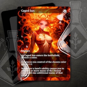 Soleil en cage - magnifique autre art personnalisé complet - anime Waifu, en feu comme phénix