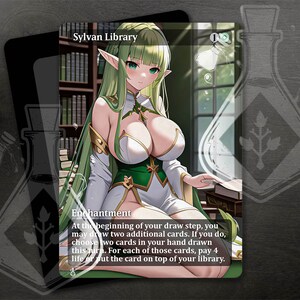 Bibliothèque sylvestre - magnifique autre art personnalisé complet - gardien arboricole gracieux : elfe de la sagesse - Waifu Anime