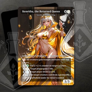 Kenritha, the Returned Queen - bijnaam voor Kenrith, the Returned King - Amazing Alternate Full Custom Art - Waifu volledig gouden jurk