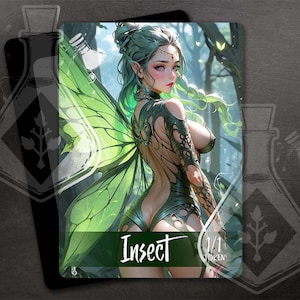 Inseto 1/1 - Token para TCG - Arte personalizada completa - Charm of Wings, Inseto deusa inspirado em fadas, anime abandonado