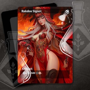 Rakdos Signet - Amazing Alternate Full Custom Art - Red - Gorgeous Goddess on red and flames