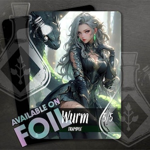WURM with Trample TOKEN 5/5 - Gorgeous Full Custom Art - Anime Waifu - Stunning Wurm Creature: Awe-Inspiring and Fearsome
