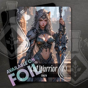 Cat warrior TOKEN mit 2/1 - Wunderschöne Full Custom Art - Anime Waifu - Majestätischer Feline Champion: Anmut trifft Stärke