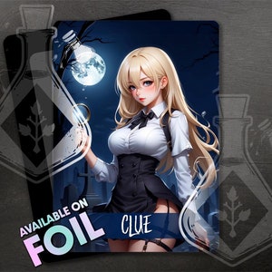Token CLUE para TCG - Arte personalizado completo - Anime Waifu - La encantadora dama tropieza con una pista