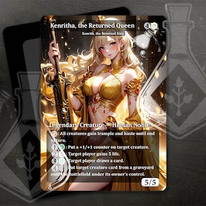 Kenritha, the Returned Queen - bijnaam voor Kenrith, the Returned King - Amazing Alternate Full Custom Art - Waifu volledig gouden zwaard