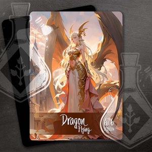 Dragón con vuelo 6/6 -Token para TCG - Arte personalizado completo - Golden Dragon Queen: Beauty Reigns Supreme - Anime Waifu