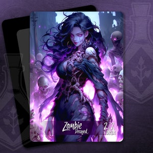 Decayed Zombie Token  for TCG - Gorgeous Full Custom Art -  Purple Zombie Waifu - Skelletons arny