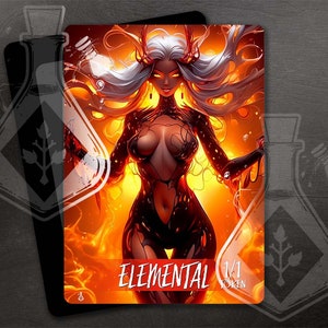 Segnalino ELEMENTALE per TCG - Grafica completamente personalizzata - Rosso - Splendida Dea del Fuoco